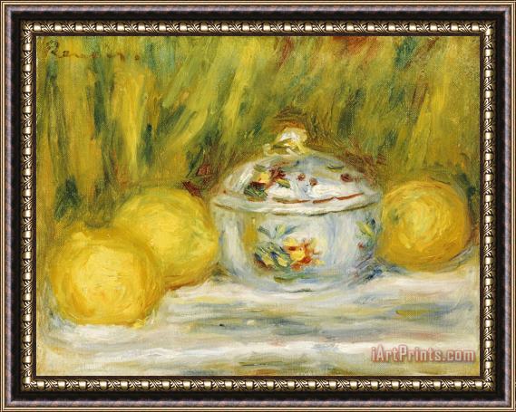 Pierre Auguste Renoir Sugar Bowl And Lemons Framed Print