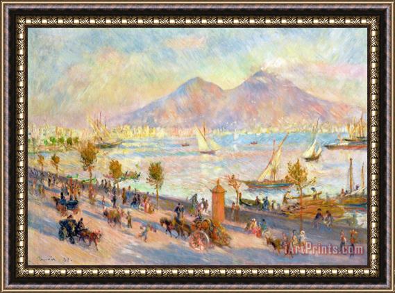 Pierre Auguste Renoir The Bay of Naples with Vesuvius in the Background Framed Painting