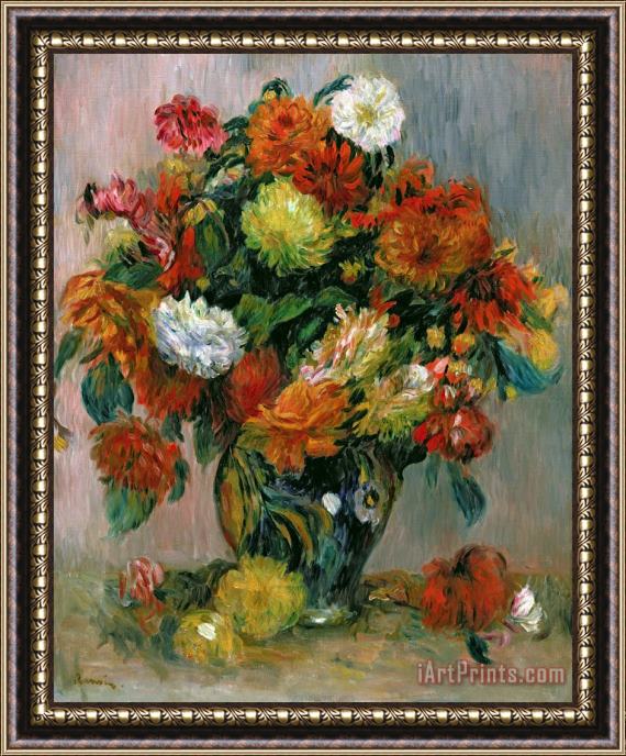 Pierre Auguste Renoir Vase of Flowers Framed Painting