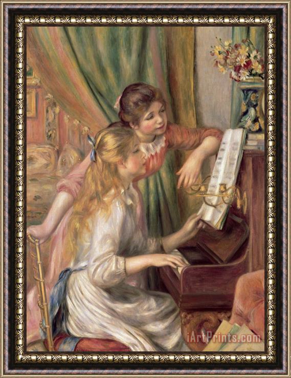 Pierre Auguste Renoir Young Girls at the Piano Framed Print