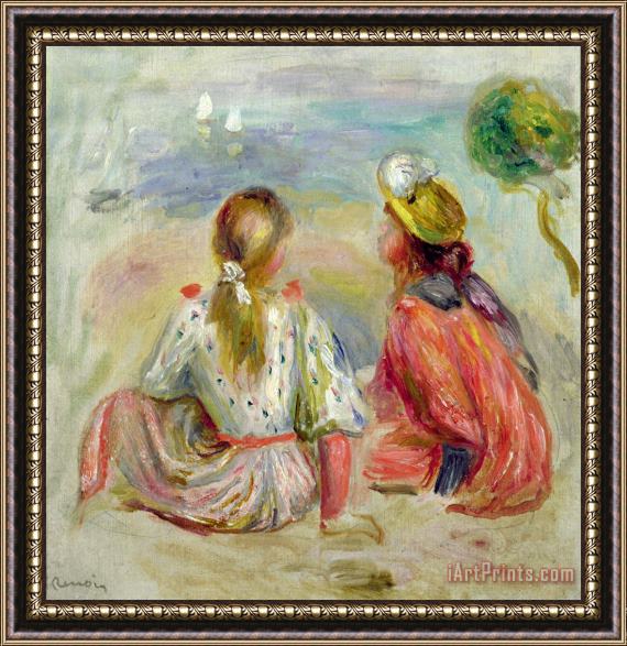 Pierre Auguste Renoir Young Girls on the Beach Framed Print