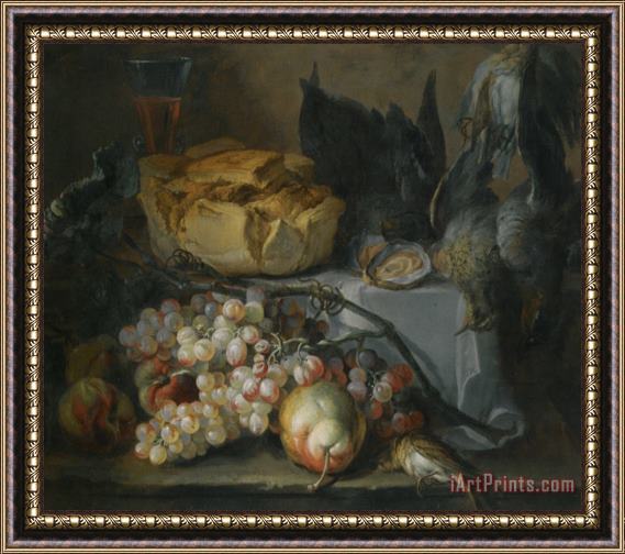 Pierre Nicolas Huilliot Still Life with a Load of Bread And Dead Game Framed Painting