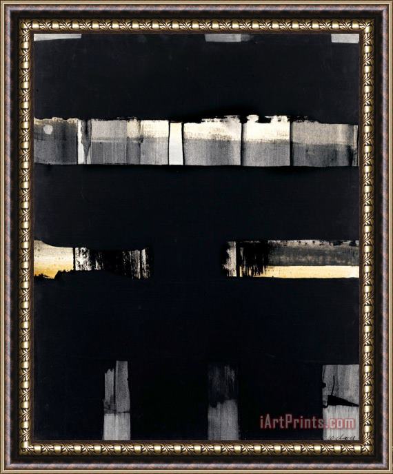 Pierre Soulages Gouache 65 X 50 Cm, 1973 Framed Painting