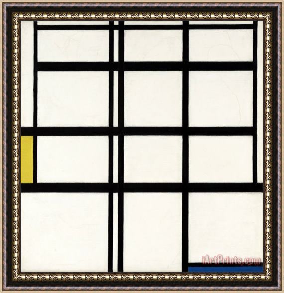 Piet Mondrian Composition in Yellow, Blue, And White, I Framed Painting