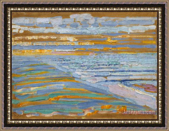 Piet Mondrian View From The Dunes with Beach And Piers, Domburg Framed Painting