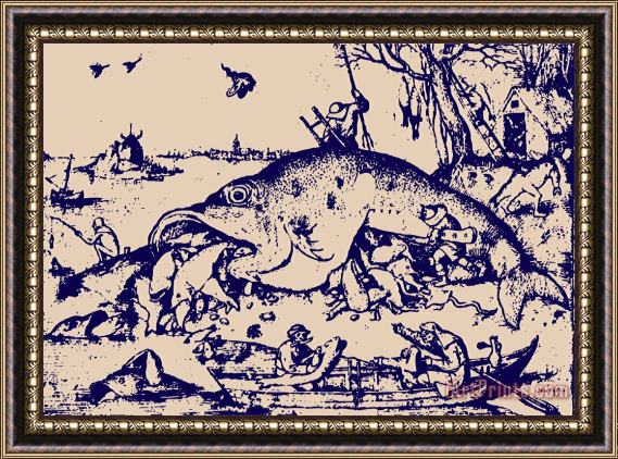 Pieter Bruegel Big Fish Eat Little Fish Framed Painting