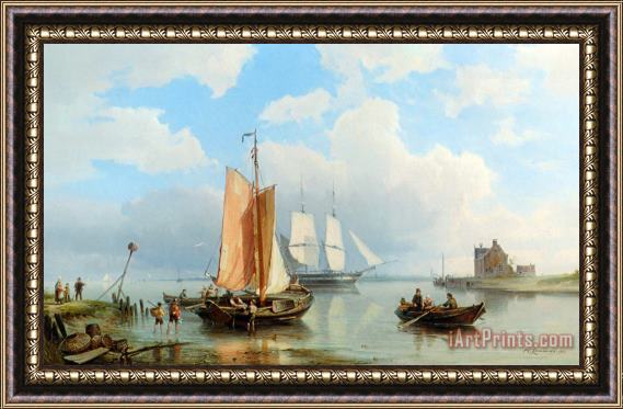 Pieter Christian Dommerson Unloading The Catch Framed Painting