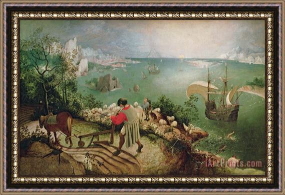 Pieter the Elder Bruegel Landscape with the Fall of Icarus Framed Print