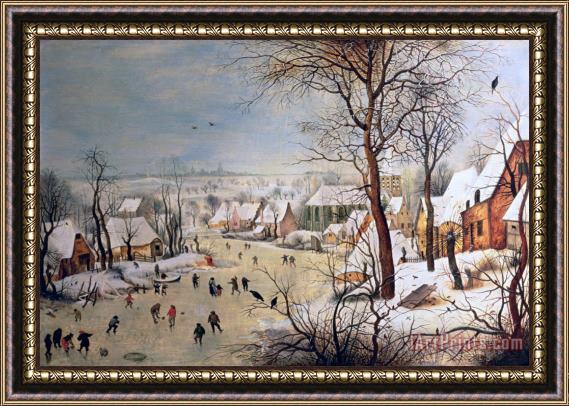 Pieter the Elder Bruegel Winter Landscape with Birdtrap Framed Painting