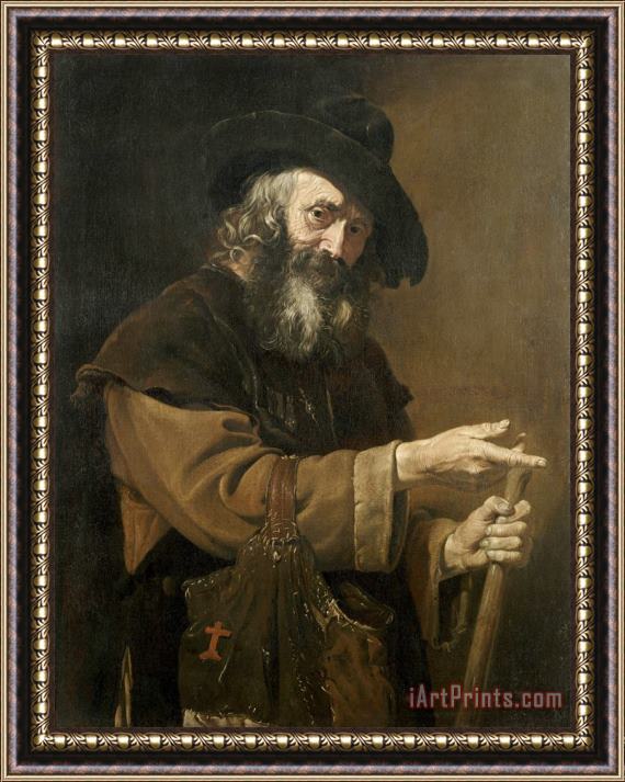 Pietro Bellotti Old Pilgrim Framed Painting