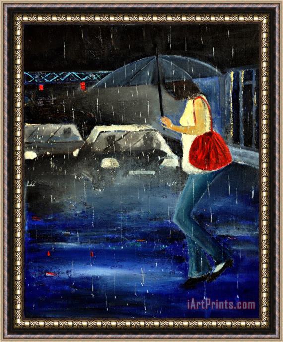 Pol Ledent In The Rain Framed Print