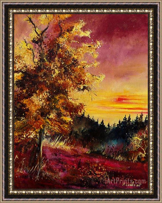 Pol Ledent Old oak at sunset Framed Print