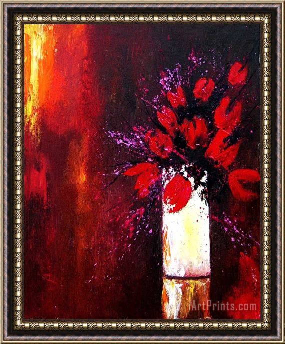 Pol Ledent Red Tulips Framed Painting