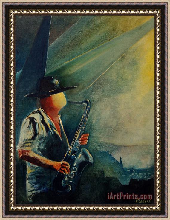 Pol Ledent Sax Player Framed Painting