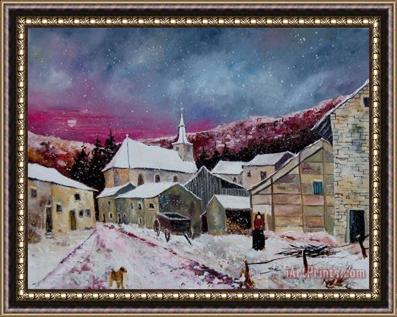 Pol Ledent Snow Is Falling Framed Painting