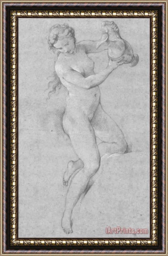 Pompeo Batoni A Nude Woman Holding an Ewer Framed Painting