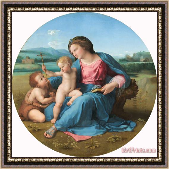 Raffaello Sanzio of Urbino The Alba Madonna Framed Painting