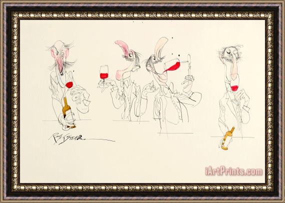 Ralph Steadman Four Wine Tasters Framed Print