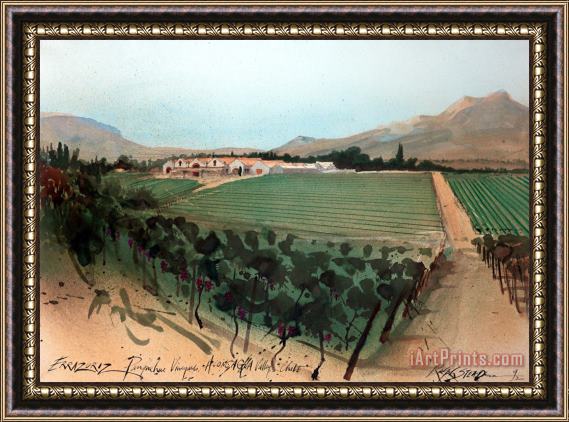 Ralph Steadman Wine Oddbins Errauriz Panquehue Vineyard Chile, 1992 Framed Painting