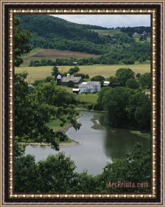 Raymond Gehman A Farm on The Banks of The Susquehanna River Photograph Taken Near The Endless Mountains Framed Print