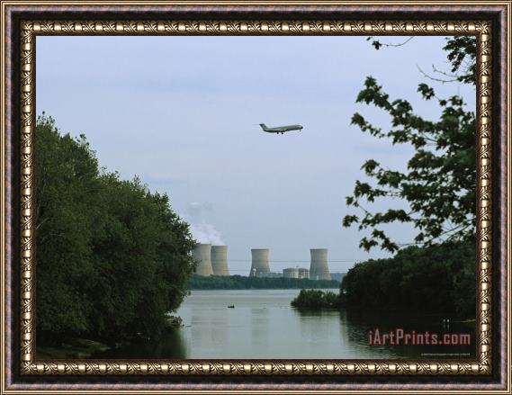 Raymond Gehman A Plane Flys Over Three Mile Island And The Susquehanna River Framed Painting