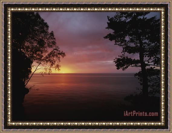 Raymond Gehman A Sunset Over Lake Superior in The Apostle Islands Framed Painting