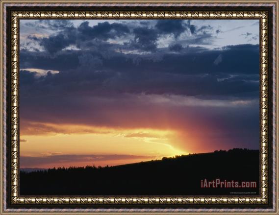 Raymond Gehman A View of a Sunset Over Bighorn National Forest Framed Painting