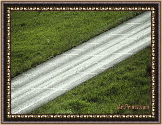 Raymond Gehman Aerial View of a Road in The Lamar Valley at Springtime Framed Painting