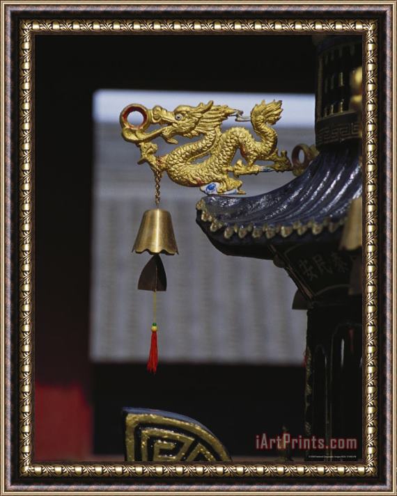 Raymond Gehman An Ornate Bell Decorates The Yunju Temple in Beijing Framed Painting