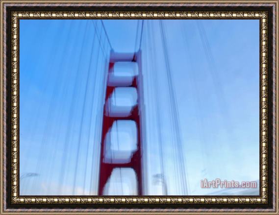 Raymond Gehman Blurred Picture of Golden Gate Bridge While Driving Over It Framed Painting