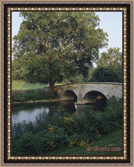 Raymond Gehman Burnside Bridge Spans Antietam Creek Framed Painting