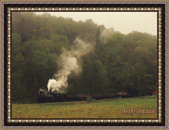 Raymond Gehman Cass Scenic Railroad Running Along The Edge of a Forest Framed Painting