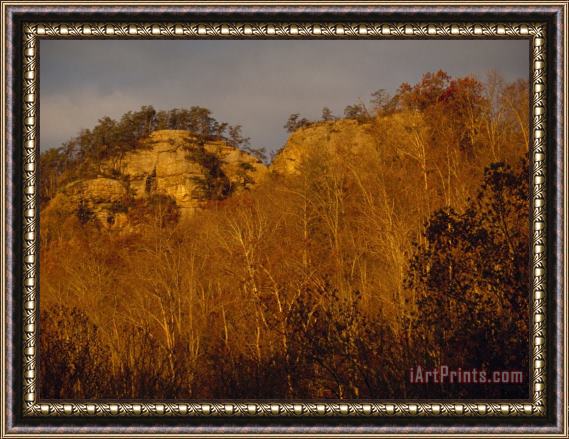 Raymond Gehman Dawn Brightens Sandstone Cliffs at Natural Bridge State Resort Park Framed Print
