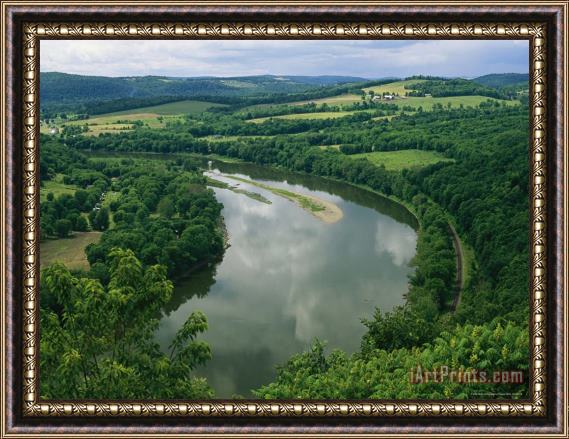 Raymond Gehman Elevated View Along The Susquehanna River And Surrounding Landscape Framed Painting