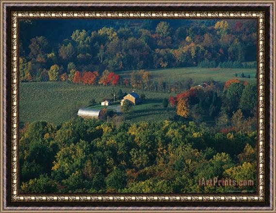 Raymond Gehman Farmlands And George Washington National Forest Seen From Skyline Drive Framed Painting