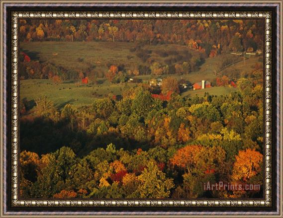 Raymond Gehman Farmlands And George Washington National Forest Seen From Skyline Drive Framed Print