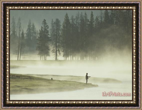 Raymond Gehman Fishermen in The Morning Mist on The Madison River Framed Painting