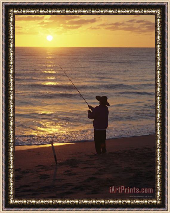 Raymond Gehman Fishing at Sunrise Framed Painting
