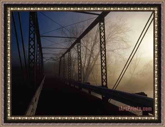 Raymond Gehman Fog at Sunrise From a Bridge Over The Little Tennessee River Framed Painting