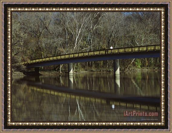 Raymond Gehman Footbridge Over Potomac Channel Between Rosslyn And Roosevelt Island Framed Painting
