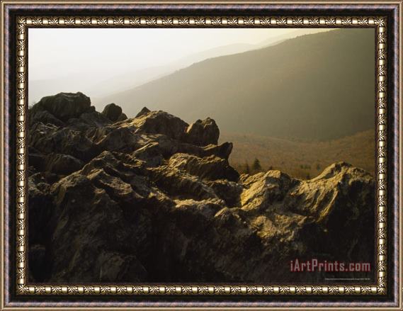 Raymond Gehman Granite Outcrop of Big Pinnacle with Whitetop Mountain Beyond Framed Painting