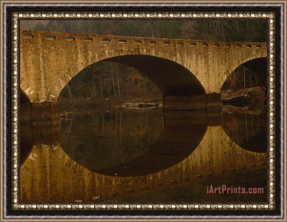 Raymond Gehman Highway Bridge And Its Reflection in The Cumberland River Framed Painting