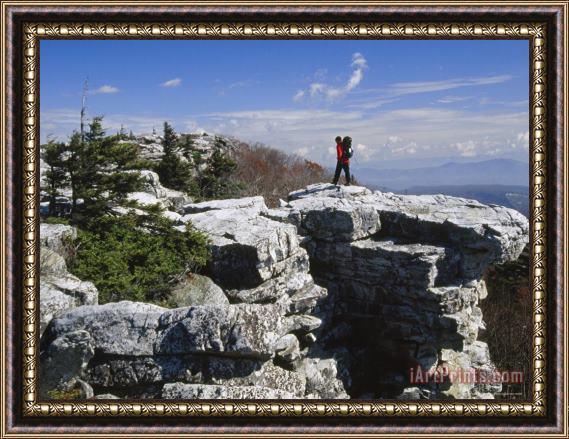 Raymond Gehman Hiker in Bear Rocks Preserve Framed Painting