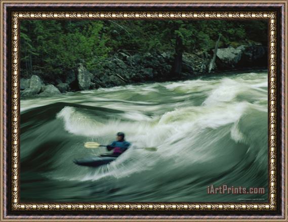 Raymond Gehman Kayaking on The Lochsa River in The Clearwater National Forest Idaho Framed Print
