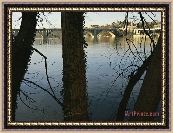 Raymond Gehman Key Bridge Over The Potomac River Viewed From Roosevelt Island Framed Painting