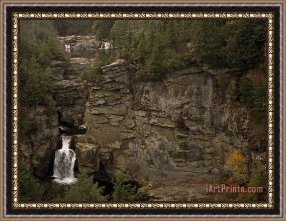 Raymond Gehman Linville Falls Cascading Down an Impressive Rock Face Framed Print