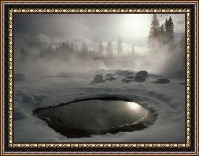 Hot Framed Prints - Mist Rings a Hot Spring at West Thumb Geyser Basin on The Shore of Yellowstone Lake by Raymond Gehman