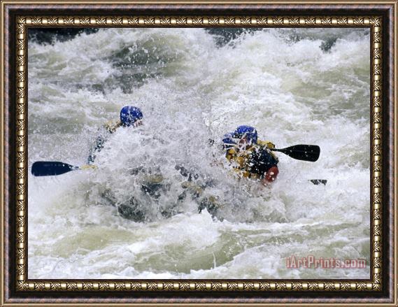 Raymond Gehman Rafters Making Their Way Through Rapids on The Gauley River Framed Painting