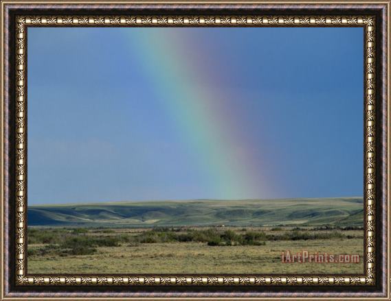 Raymond Gehman Rainbow Over The Canadian Prairie Framed Painting
