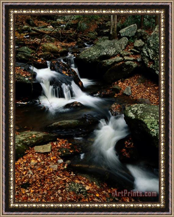 Raymond Gehman Scenic View of a Waterfall on Smith Creek Framed Painting